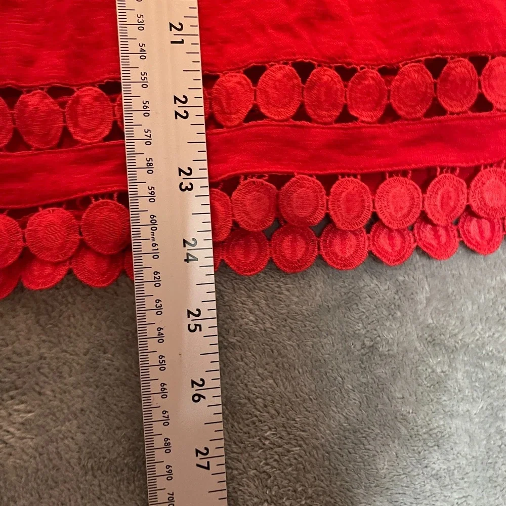 Charter Club Women Slub Cotton Knit Top XL Boho Mod Resort Vacation Elevated Red